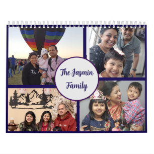 Modern elegant multi photo family stylish  calendar