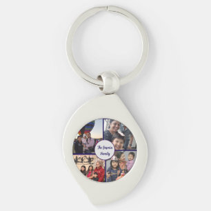 Modern elegant multi photo family stylish key ring