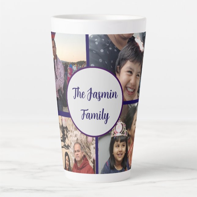 Modern elegant multi photo family stylish  latte mug (Front)