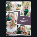 Modern elegant multi photo family stylish purple notebook<br><div class="desc">Modern elegant multi photo family stylish elegant design. Ideal thoughtful birthday,  Mothers day,  Fathers day,  or Christmas day gift. Purple colour can be personalised.</div>
