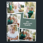 Modern elegant multi photo family stylish sage notebook<br><div class="desc">Modern elegant multi photo family stylish elegant design. Ideal thoughtful birthday,  Mothers day,  Fathers day,  or Christmas day gift. Sage green colour can be personalised.</div>