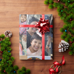 Modern elegant multi photo family stylish  wrapping paper