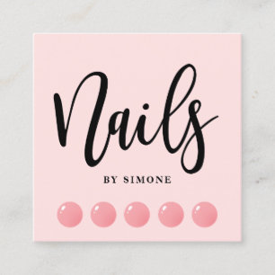 Modern elegant nail polish drops pastel pink nails square business card