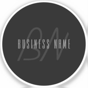Modern Elegant Name & Monogram   Dark Grey & Black