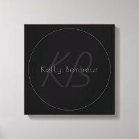 Modern Elegant Name & Monogram | Dark Grey & Black