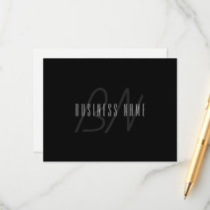 Modern Elegant Name & Monogram Dark Grey & Black Enclosure Card