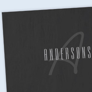 Modern Elegant Name & Monogram   Dark Grey & Black Tissue Paper