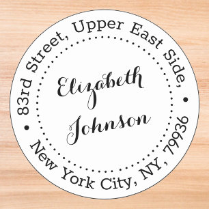 Modern Elegant Name Return Address Personalised Classic Round Sticker