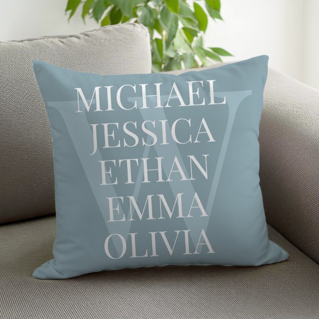 Modern Elegant Names Personalised Family Monogram Cushion (Creator Uploaded)
