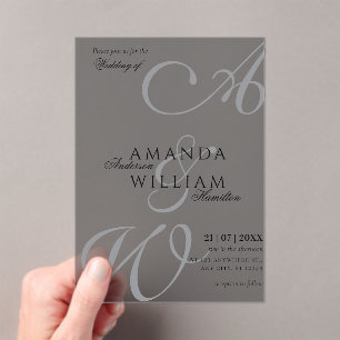 Modern Elegant Names Script Photo Wedding Acrylic Invitations