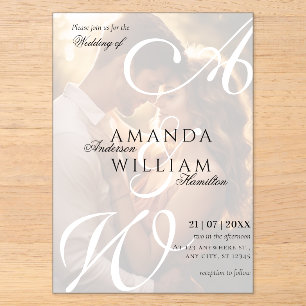 Modern Elegant Names Script Photo Wedding Acrylic Invitations