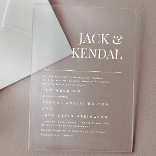 Modern Elegant Names Wedding Acrylic Invitations