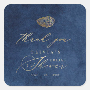 Modern & Elegant Nautical Bridal Shower Square Sticker