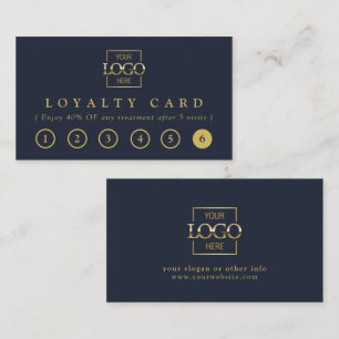 Modern Elegant Navy Blue Business Logo Reward Loyalty Card
