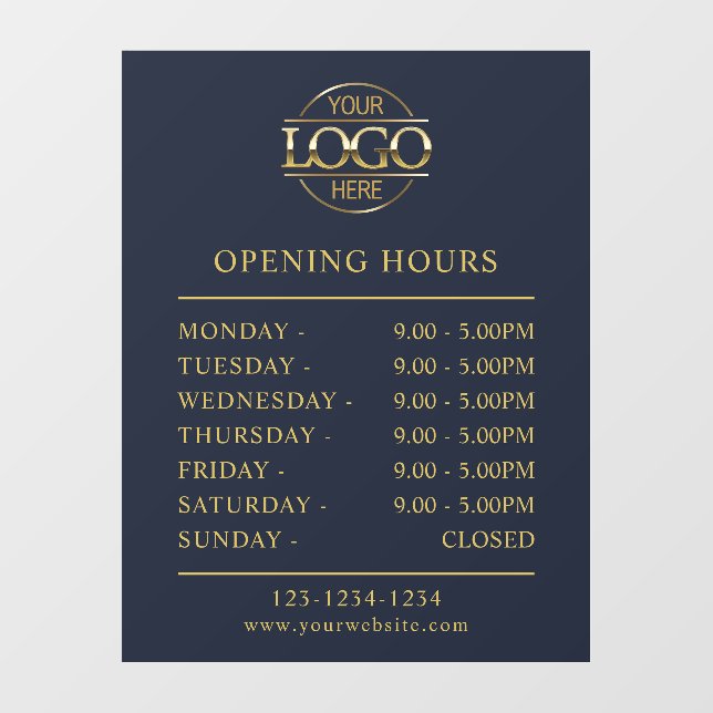 Modern Elegant Navy Blue | Business Opening Hours (Sheet)