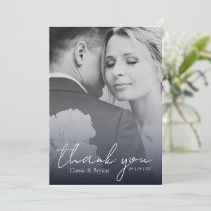 Modern Elegant Navy Blue Fade Wedding Thank You