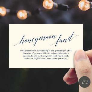 Modern Elegant Navy Blue Honeymoon Fund Wish Enclosure Card