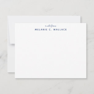 Modern Elegant Navy Blue Personal Stationery Note Card