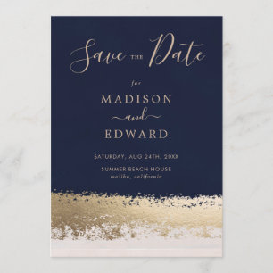 Modern Elegant, Navy, Gold Foil Invitation