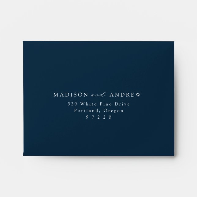 Modern Elegant Navy Wedding RSVP Envelope (Front)