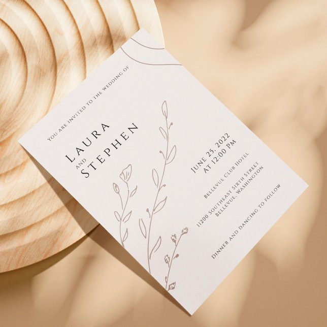 Modern Elegant Neutral Beige Botanical Wedding Invitation (Creator Uploaded)