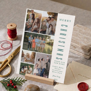 Modern Elegant New Home Photo Collage Christmas Holiday Card