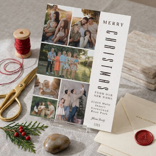 Modern Elegant New Home Photo Collage Christmas Holiday Card