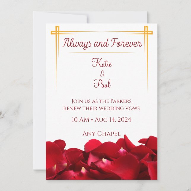 Modern Elegant New Red Roses Wedding invitation (Front)