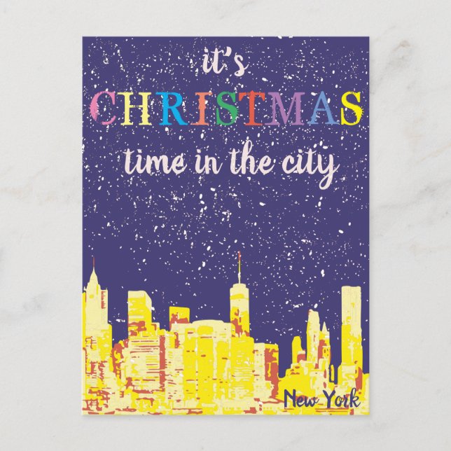 Modern Elegant New York City Skyline Greeting Card (Front)