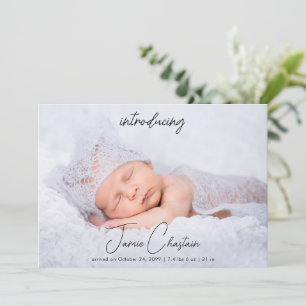 Modern Elegant Newborn Baby Photo Collage Birth Announcement