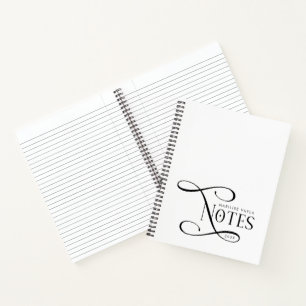 Modern Elegant Notes Personalized Black White Notebook