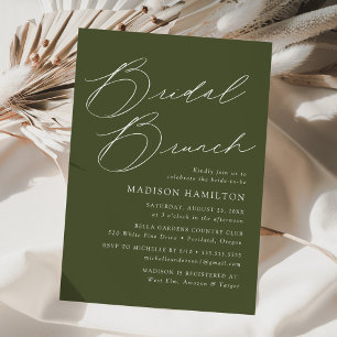 Modern Elegant Olive Green Bridal Shower Brunch Invitation