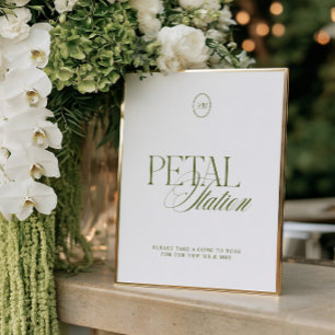 Modern Elegant Olive Green Petal Station Sign