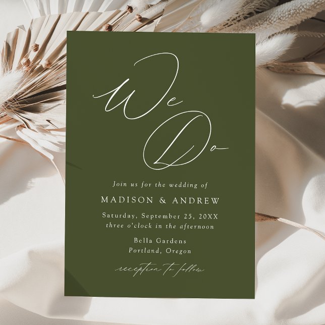 Modern Elegant Olive Green We Do Wedding Invitation (Creator Uploaded)