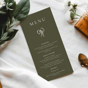 Modern Elegant Olive Green Wedding Dinner Menu