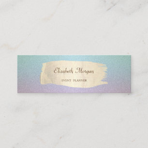 Modern Elegant Ombre Glitter, Gold Brush Stroke Mini Business Card