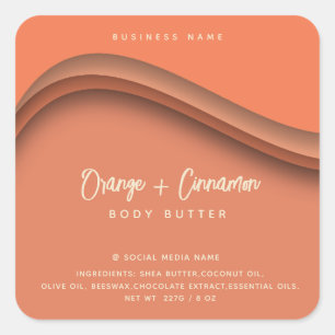 Modern elegant orange cosmetics square sticker