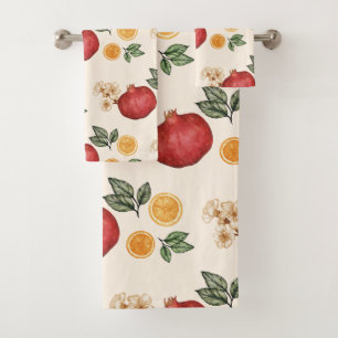 Modern Elegant Oranges and Pomegranates Towel
