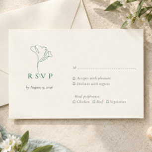 Modern Elegant Outlined Botanical Emerald RSVP Card