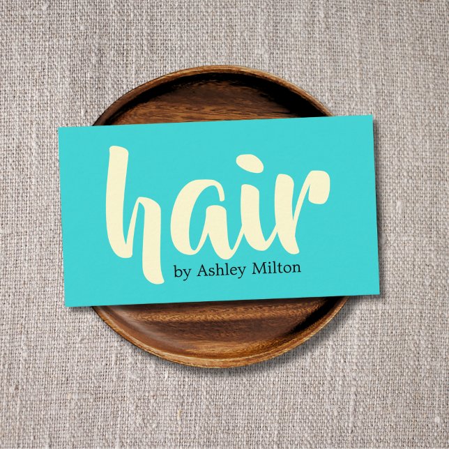 Modern Elegant Pastel Blue Yellow Hair Stylist  Business Card (Creator Uploaded)