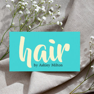 Modern Elegant Pastel Blue Yellow Hair Stylist  Business Card