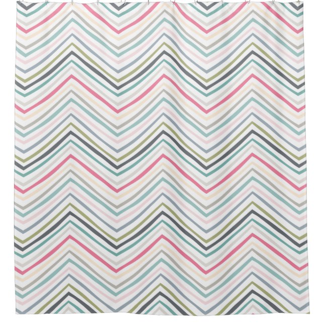 Modern Elegant Pastel Geometric Pattern Shower Curtain (Front)