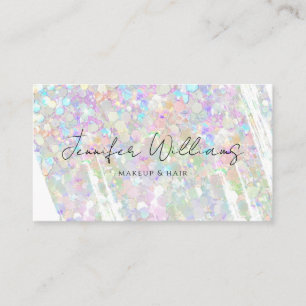 Modern Elegant Pastel Holographic Glitter Brush Business Card