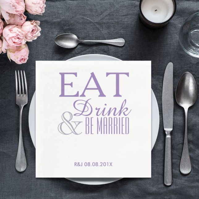 modern elegant pastel lilac purple wedding favour napkin (modern elegant pastel lilac purple wedding favor paper napkins)