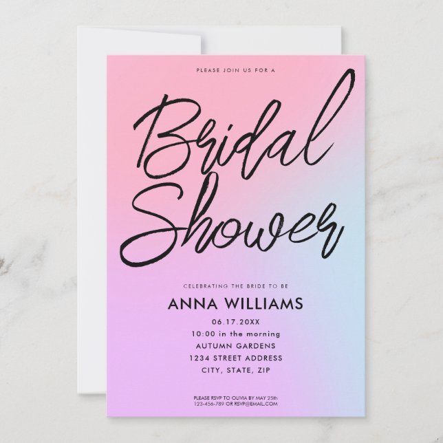 Modern Elegant Pastel Ombre Bridal Shower Invitation (Front)