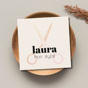 Modern Elegant Pastel Scissors Bold  Square Business Card