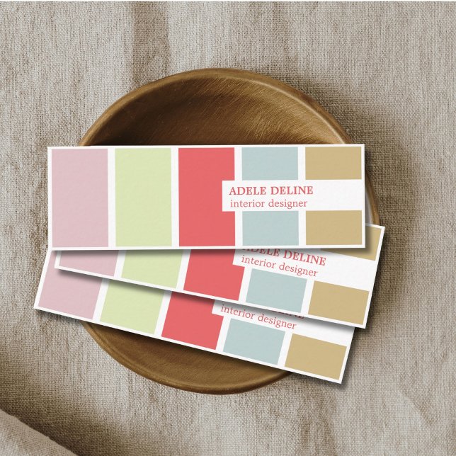 Modern Elegant Pastel Stripes Interior Designer Mini Business Card (Creator Uploaded)