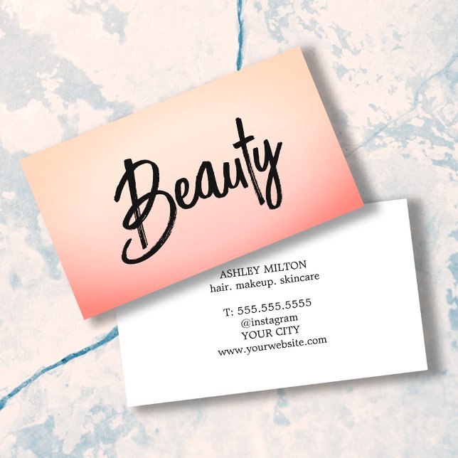 Modern Elegant Pastel White Beauty Hair Makeup Business Card (Creator Uploaded)