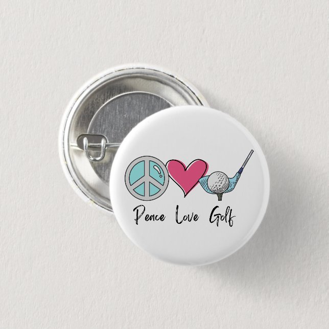 Modern Elegant Peace Love Golf Woman Golfer  3 Cm Round Badge (Front & Back)