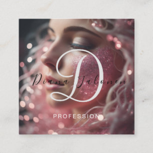 Modern Elegant Peach Coral Beauty Professional Square Business Card
